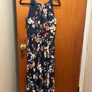 Floral Navy Sleeveless Dress